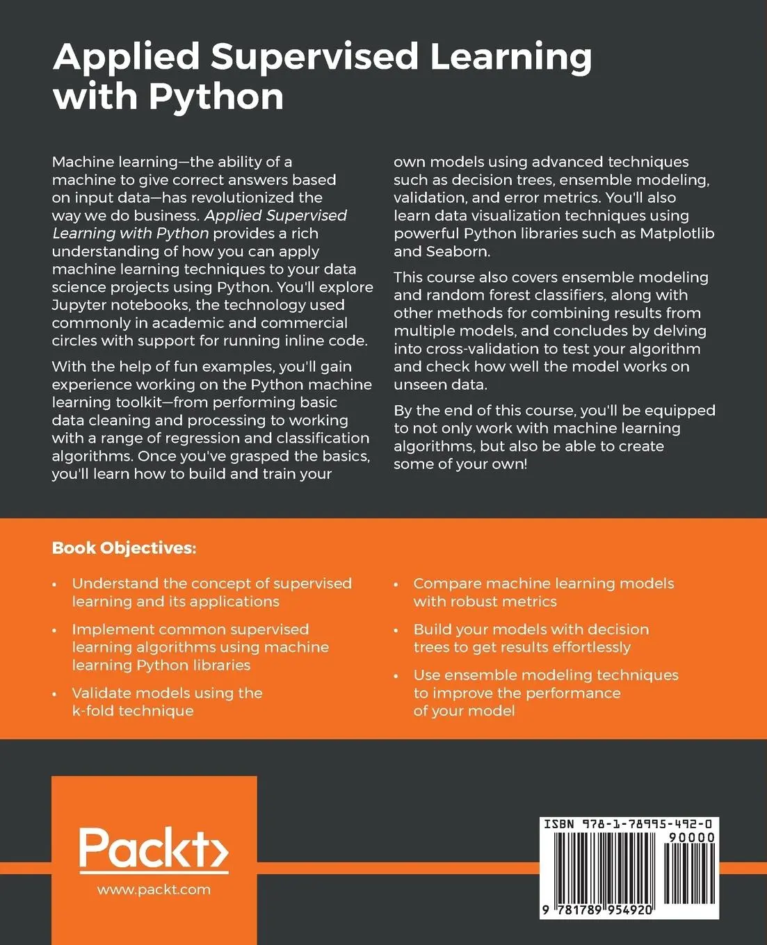 Rückseite: 9781789954920 | Applied Supervised Learning with Python | Benjamin Johnston (u. a.)