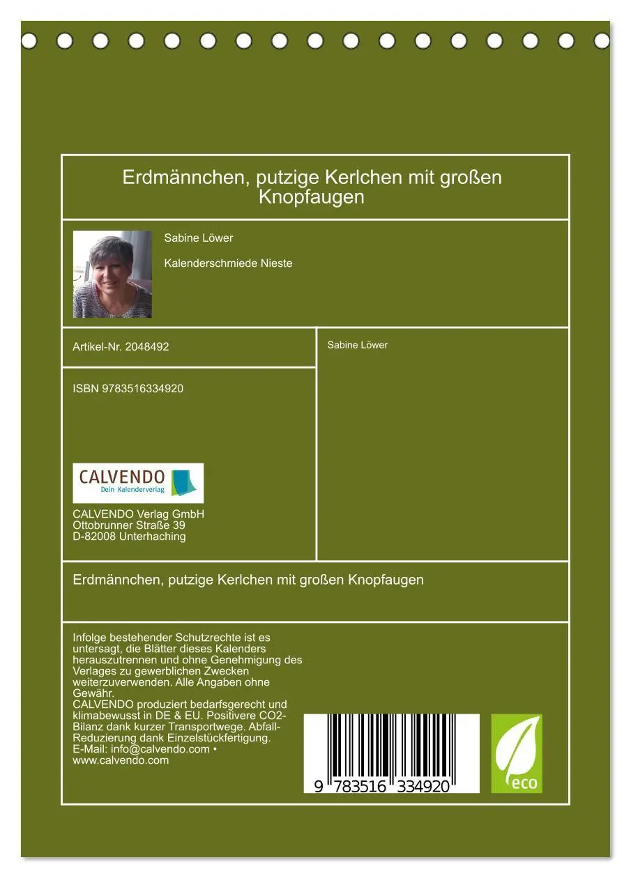 Bild: 9783516334920 | Erdmännchen, putzige Kerlchen mit großen Knopfaugen (Tischkalender...