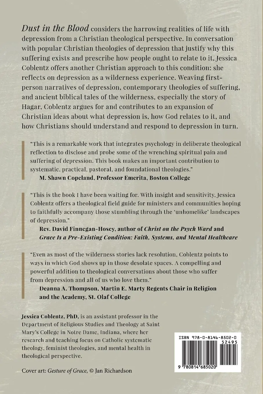 Rückseite: 9780814685020 | Dust in the Blood | A Theology of Life with Depression | Coblentz