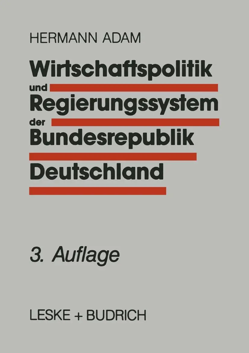 Cover: 9783810015020 | Wirtschaftspolitik und Regierungssystem der Bundesrepublik Deutschland
