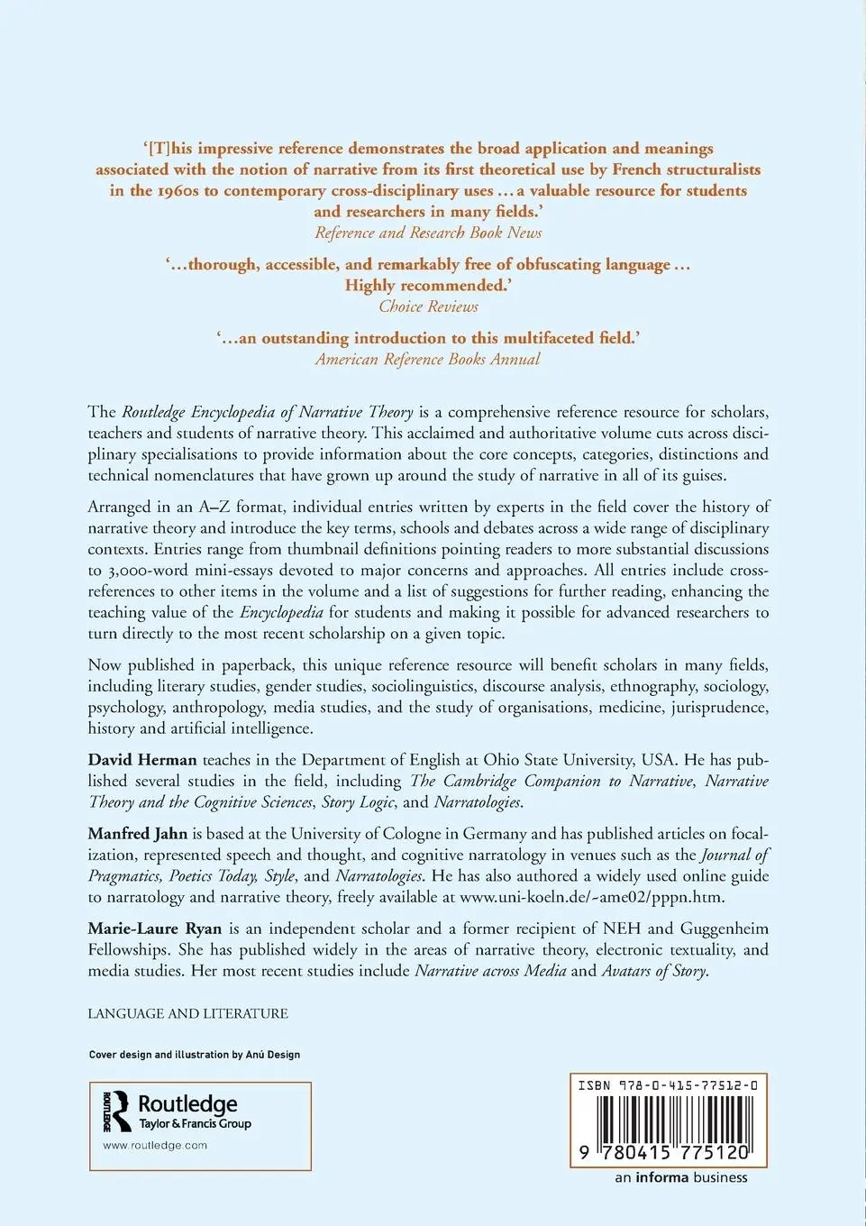 Rückseite: 9780415775120 | Routledge Encyclopedia of Narrative Theory | David Herman (u. a.)