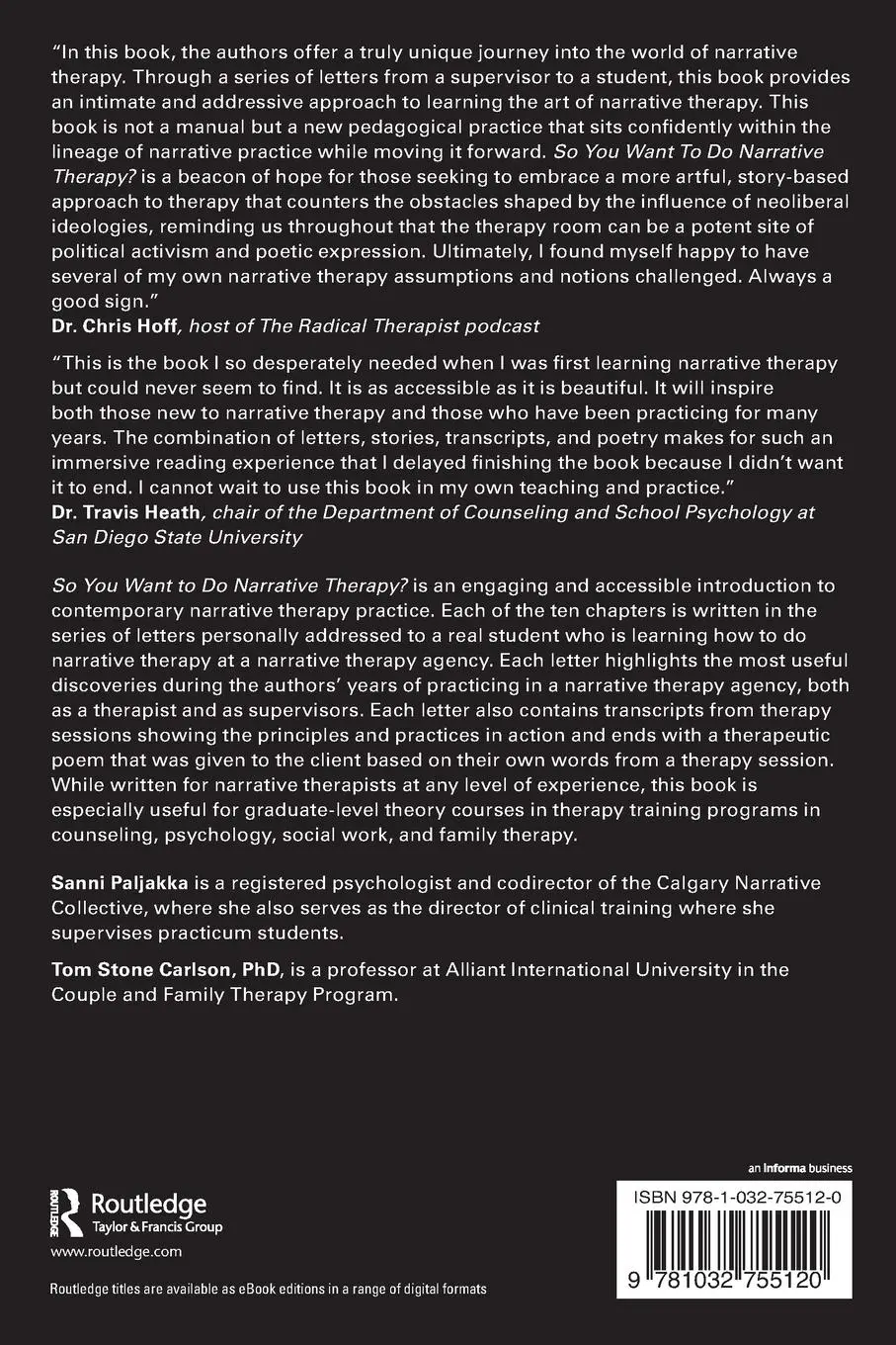 Rückseite: 9781032755120 | So You Want to Do Narrative Therapy? | Sanni Paljakka (u. a.) | Buch