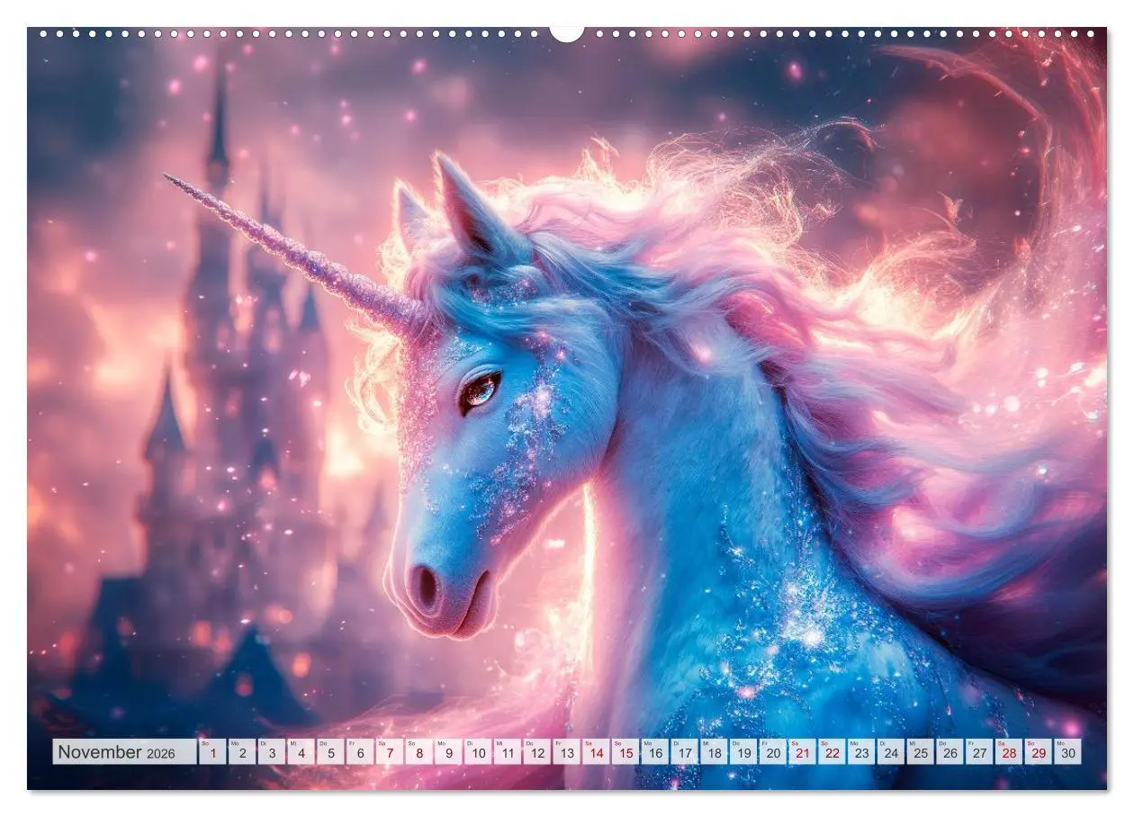 Bild: 9783516215120 | EINHORNZAUBER Traumhafte Glitzerwelt (Wandkalender 2026 DIN A2...