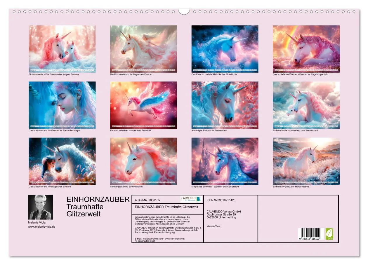 Bild: 9783516215120 | EINHORNZAUBER Traumhafte Glitzerwelt (Wandkalender 2026 DIN A2...