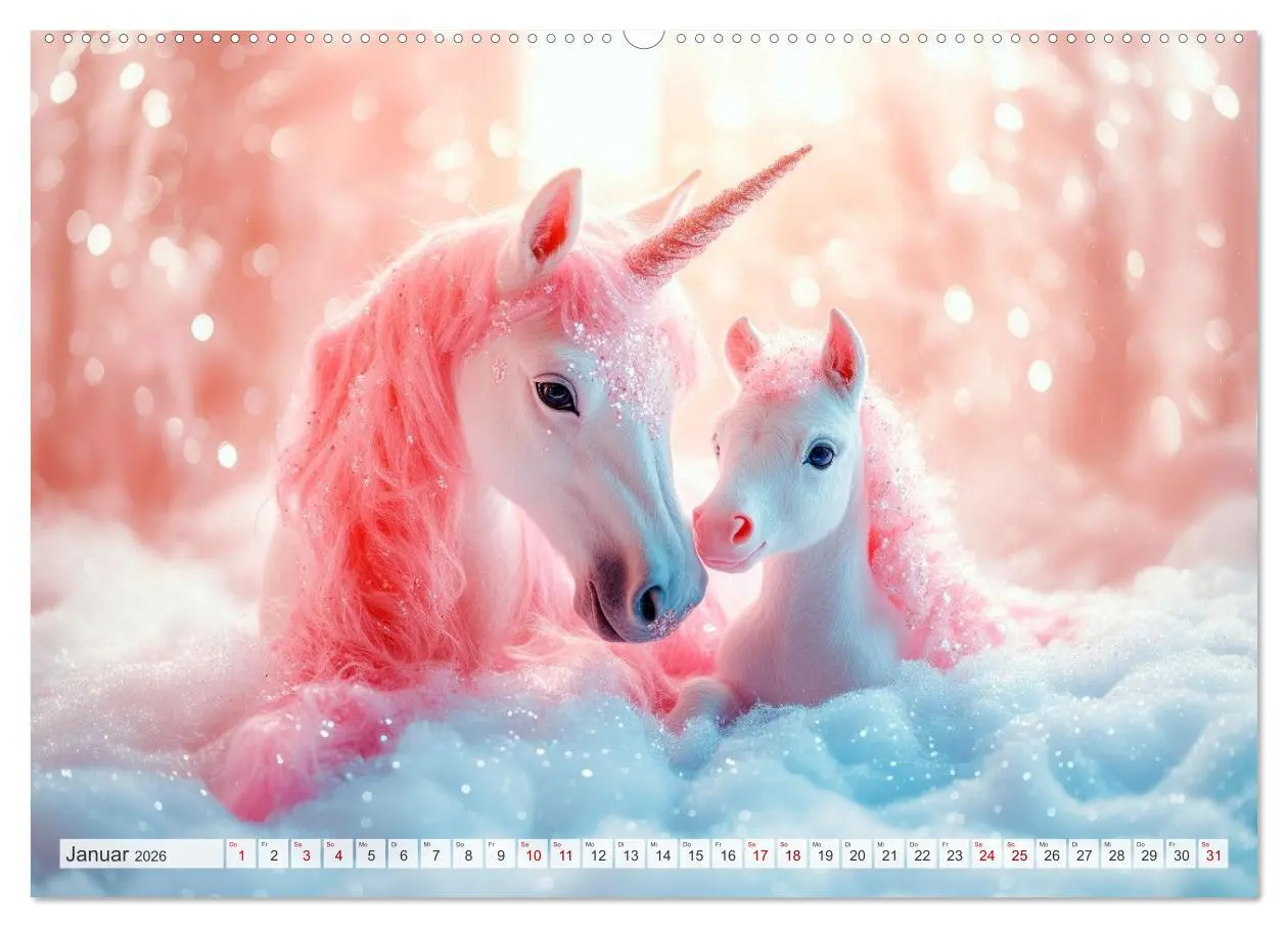 Bild: 9783516215120 | EINHORNZAUBER Traumhafte Glitzerwelt (Wandkalender 2026 DIN A2...