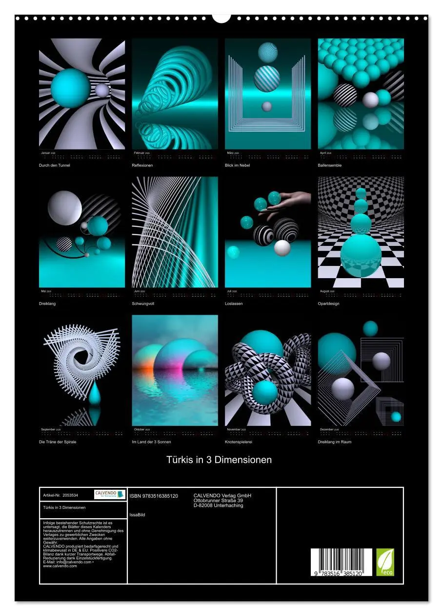 Bild: 9783516385120 | Türkis in 3 Dimensionen (hochwertiger Premium Wandkalender 2026 DIN...