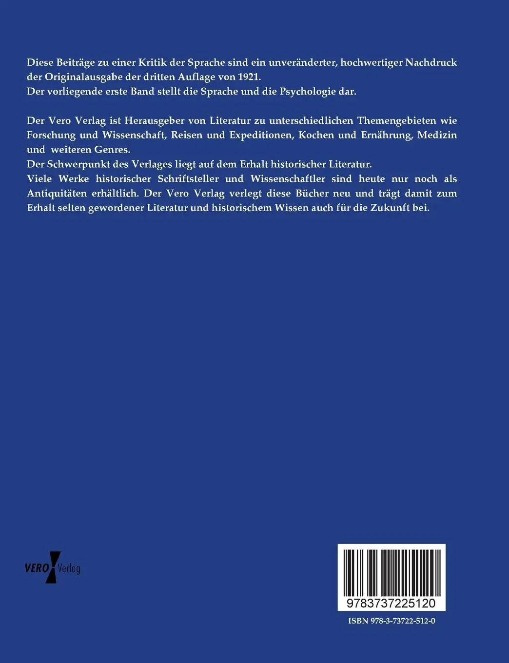 Rückseite: 9783737225120 | Beiträge zu einer Kritik der Sprache | Erster Band | Fritz Mauthner