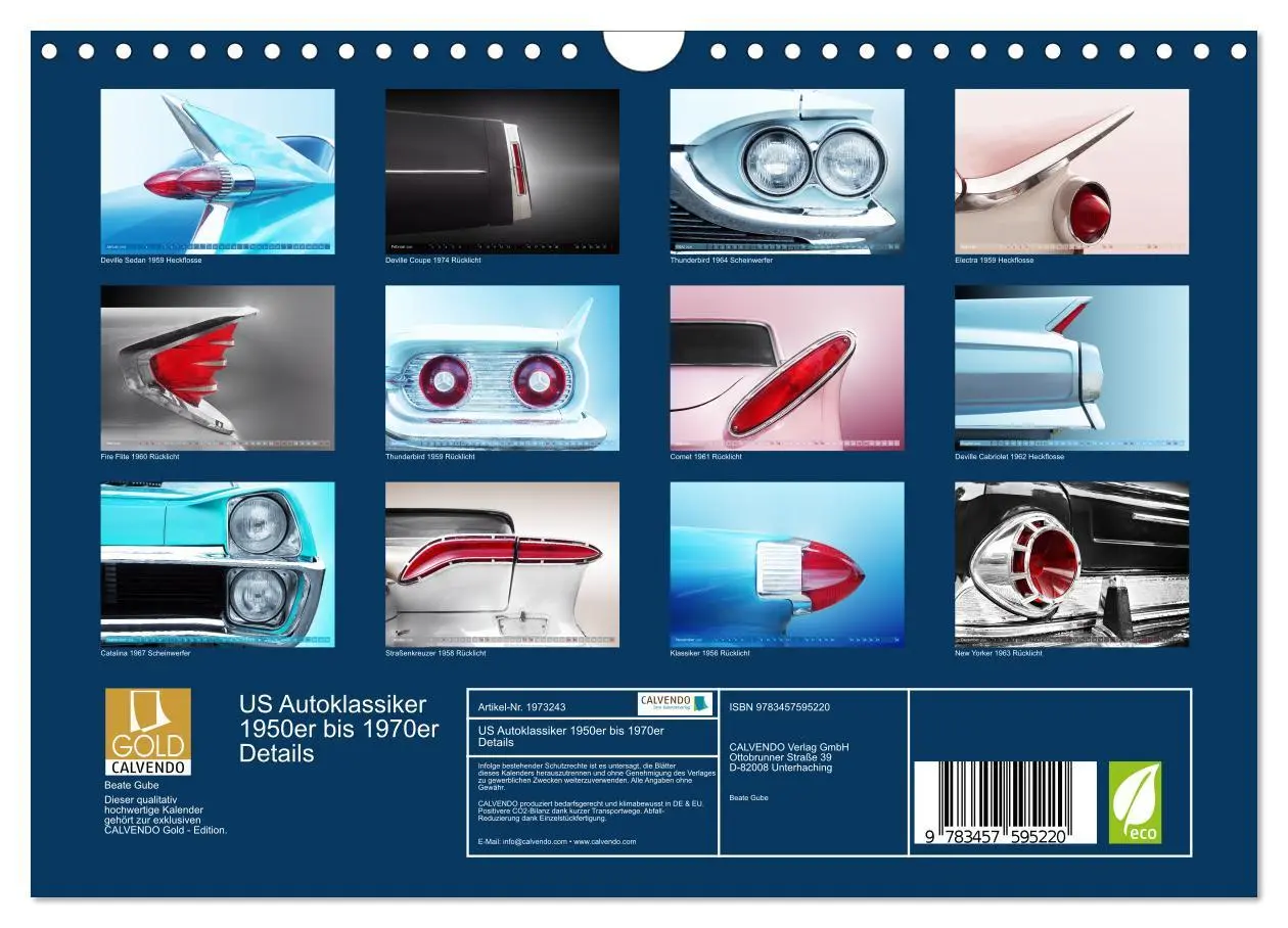 Bild: 9783457595220 | US Autoklassiker 1950er bis 1970er Details (Wandkalender 2026 DIN...