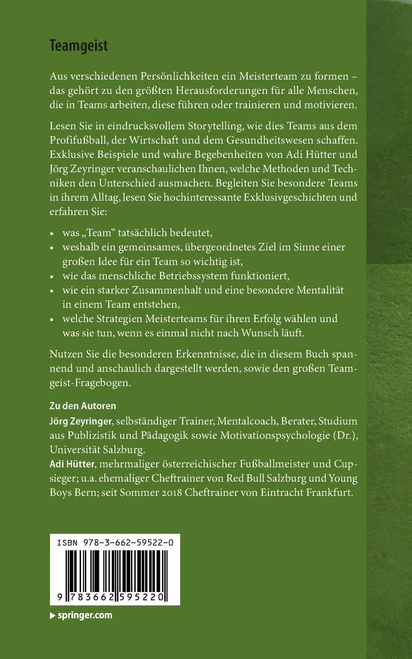 Rückseite: 9783662595220 | Teamgeist | Wie man ein Meisterteam entwickelt | Zeyringer (u. a.) | X