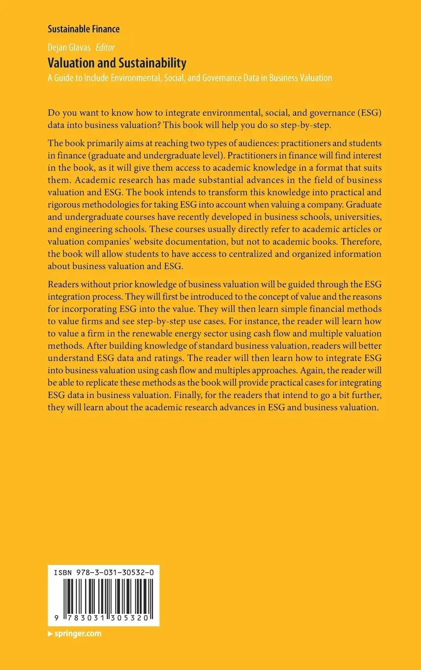 Rückseite: 9783031305320 | Valuation and Sustainability | Dejan Glavas | Buch | xv | Englisch