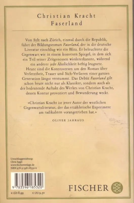 Rückseite: 9783596185320 | Faserland | Christian Kracht | Taschenbuch | 165 S. | Deutsch | 2015