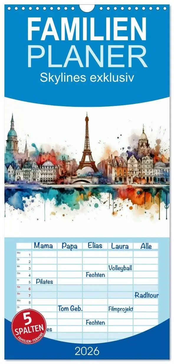 Cover: 9783457955420 | Familienplaner 2026 - Skylines exklusiv mit 5 Spalten...