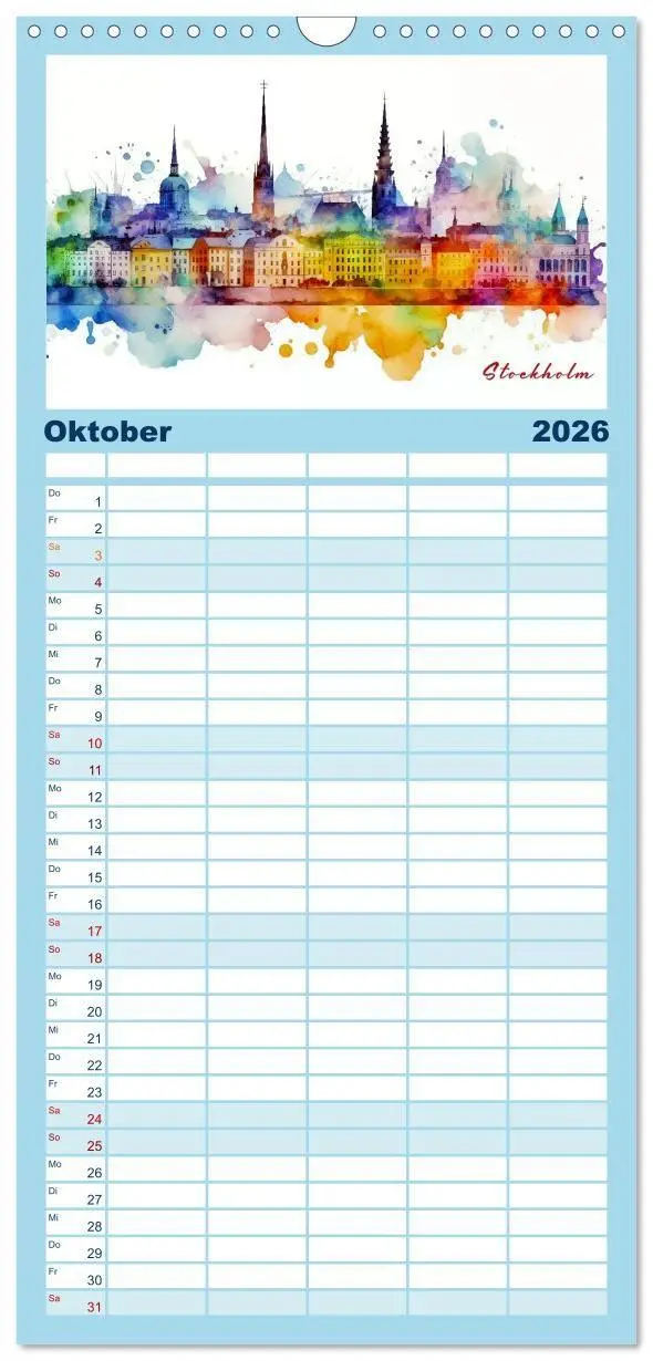 Bild: 9783457955420 | Familienplaner 2026 - Skylines exklusiv mit 5 Spalten...