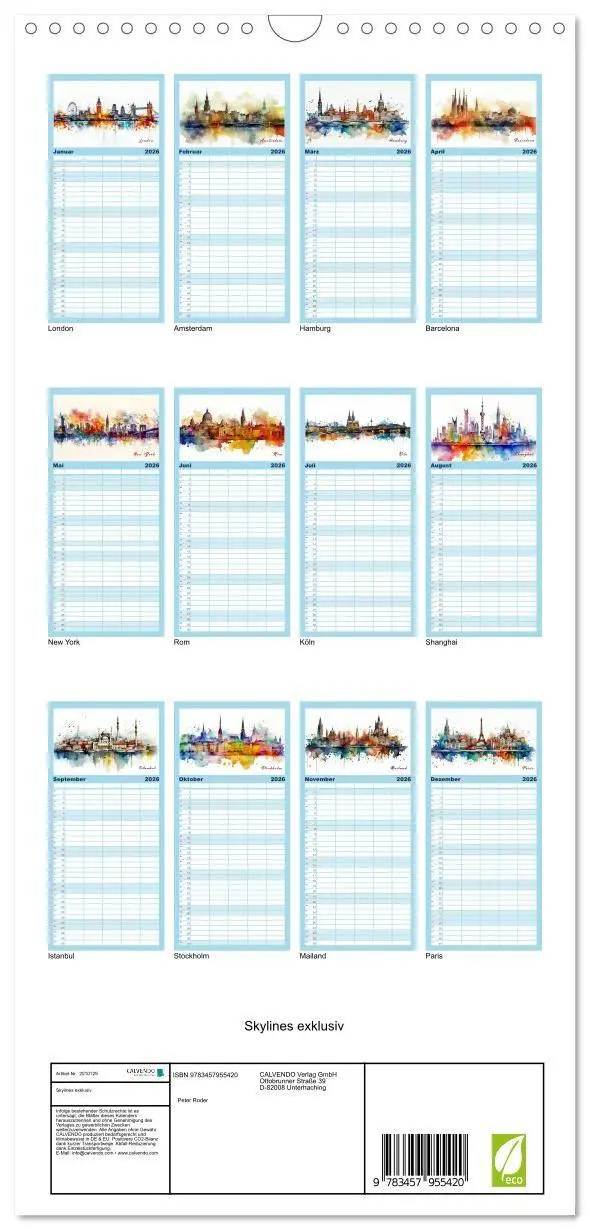 Bild: 9783457955420 | Familienplaner 2026 - Skylines exklusiv mit 5 Spalten...