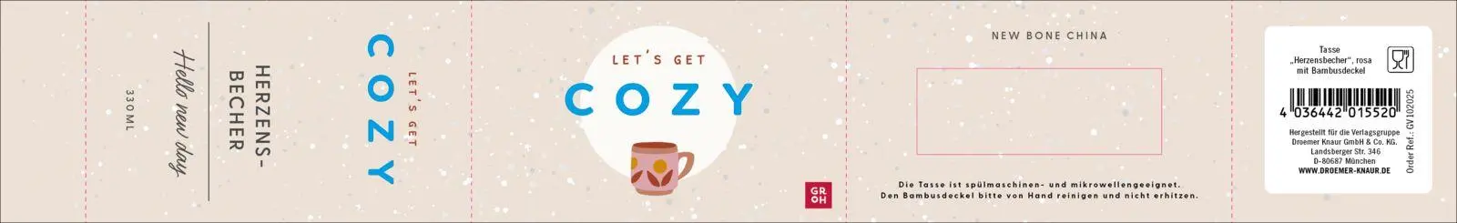 Bild: 4036442015520 | COZY Tasse mit Bambusdeckel (rosa) | Groh Verlag | 2 S. | Deutsch