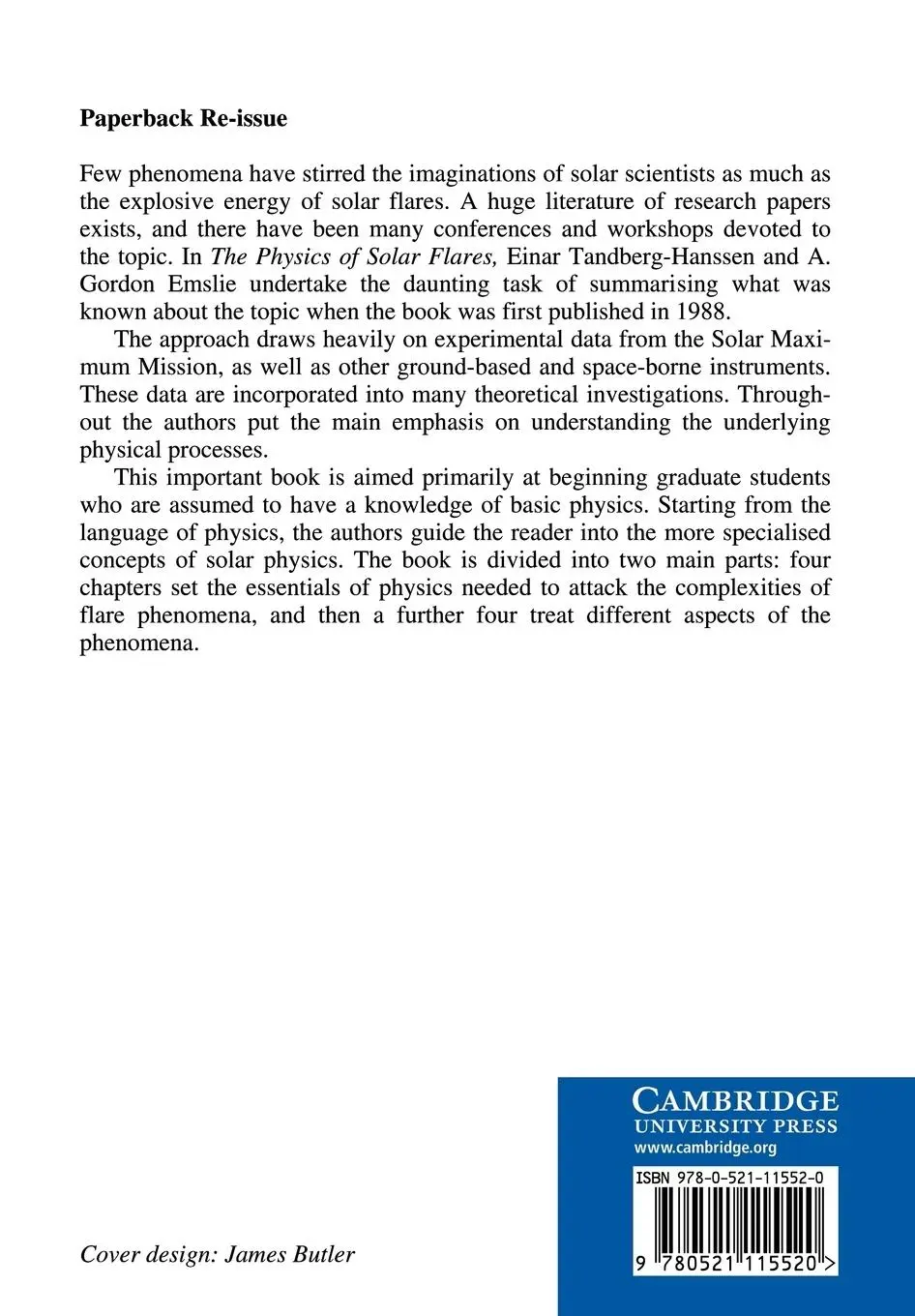Rückseite: 9780521115520 | The Physics of Solar Flares | Einar Tandberg-Hanssen (u. a.) | Buch