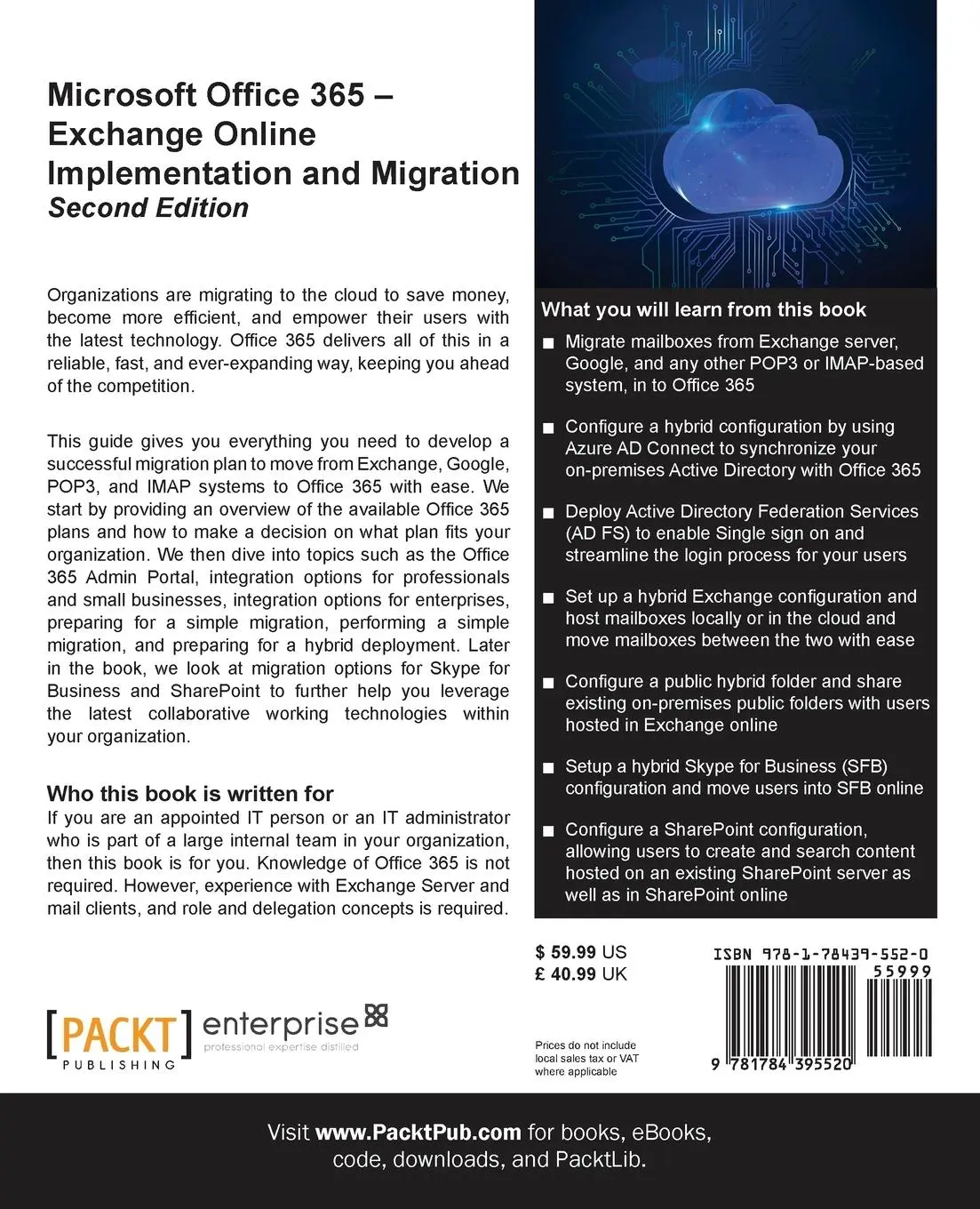 Rückseite: 9781784395520 | Microsoft Office 365 - Exchange Online Implementation and Migration