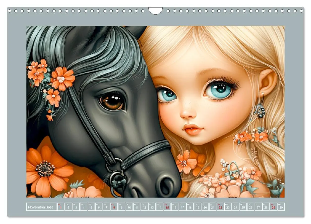 Bild: 9783457325520 | Verträumte Mädchen. Tiere, Blumen, Liebe. (Wandkalender 2026 DIN A3...