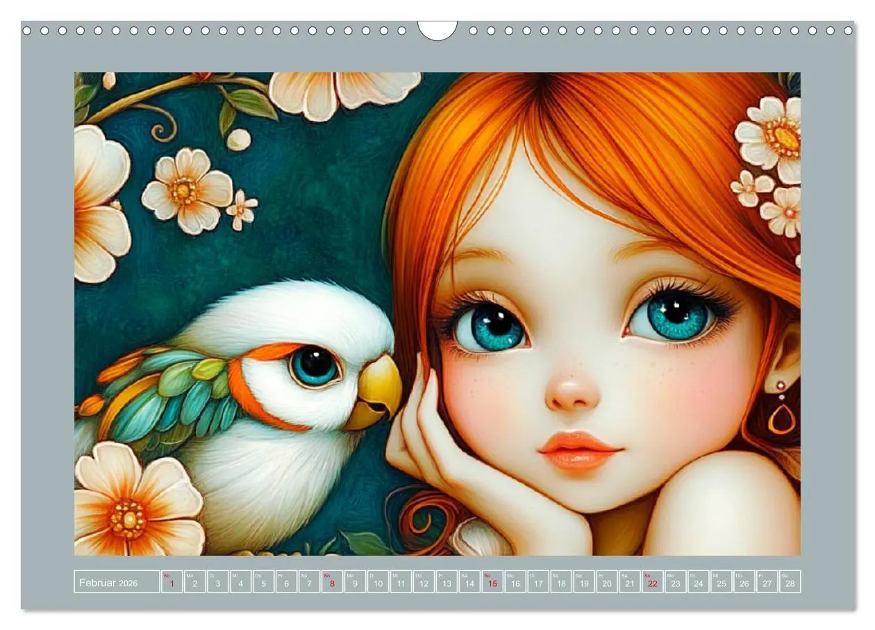 Bild: 9783457325520 | Verträumte Mädchen. Tiere, Blumen, Liebe. (Wandkalender 2026 DIN A3...