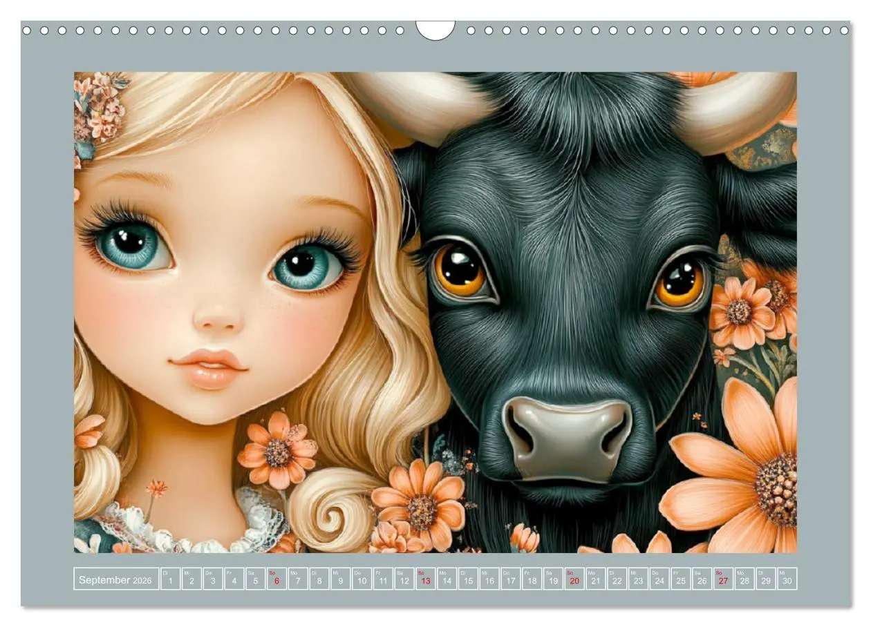 Bild: 9783457325520 | Verträumte Mädchen. Tiere, Blumen, Liebe. (Wandkalender 2026 DIN A3...