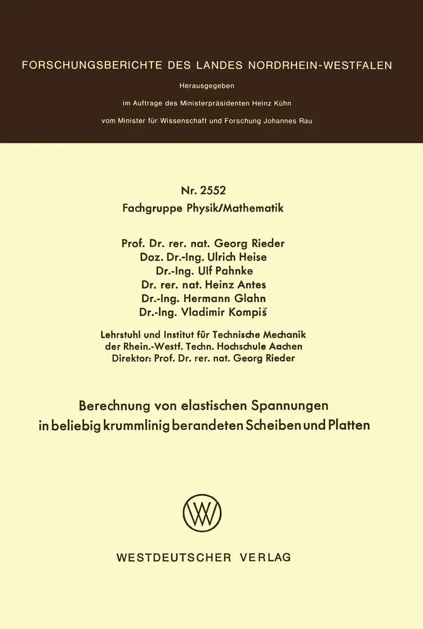 Cover: 9783531025520 | Berechnung von elastischen Spannungen in beliebig krummlinig...