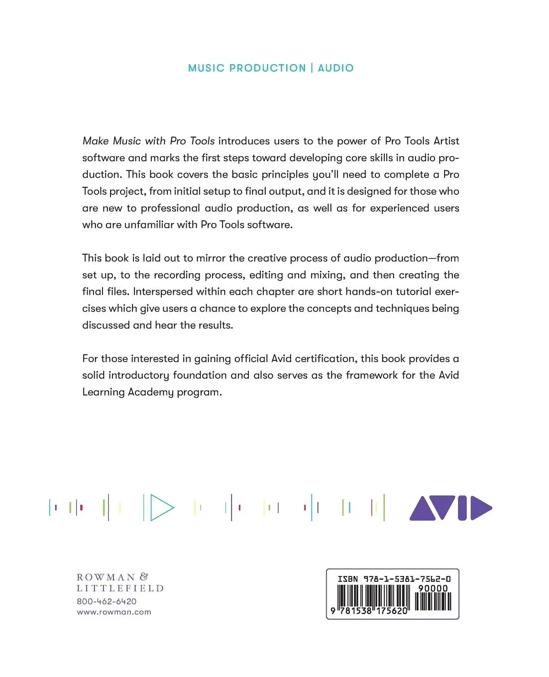 Rückseite: 9781538175620 | Make Music with Pro Tools | Official Avid Curriculum | Avid Technology