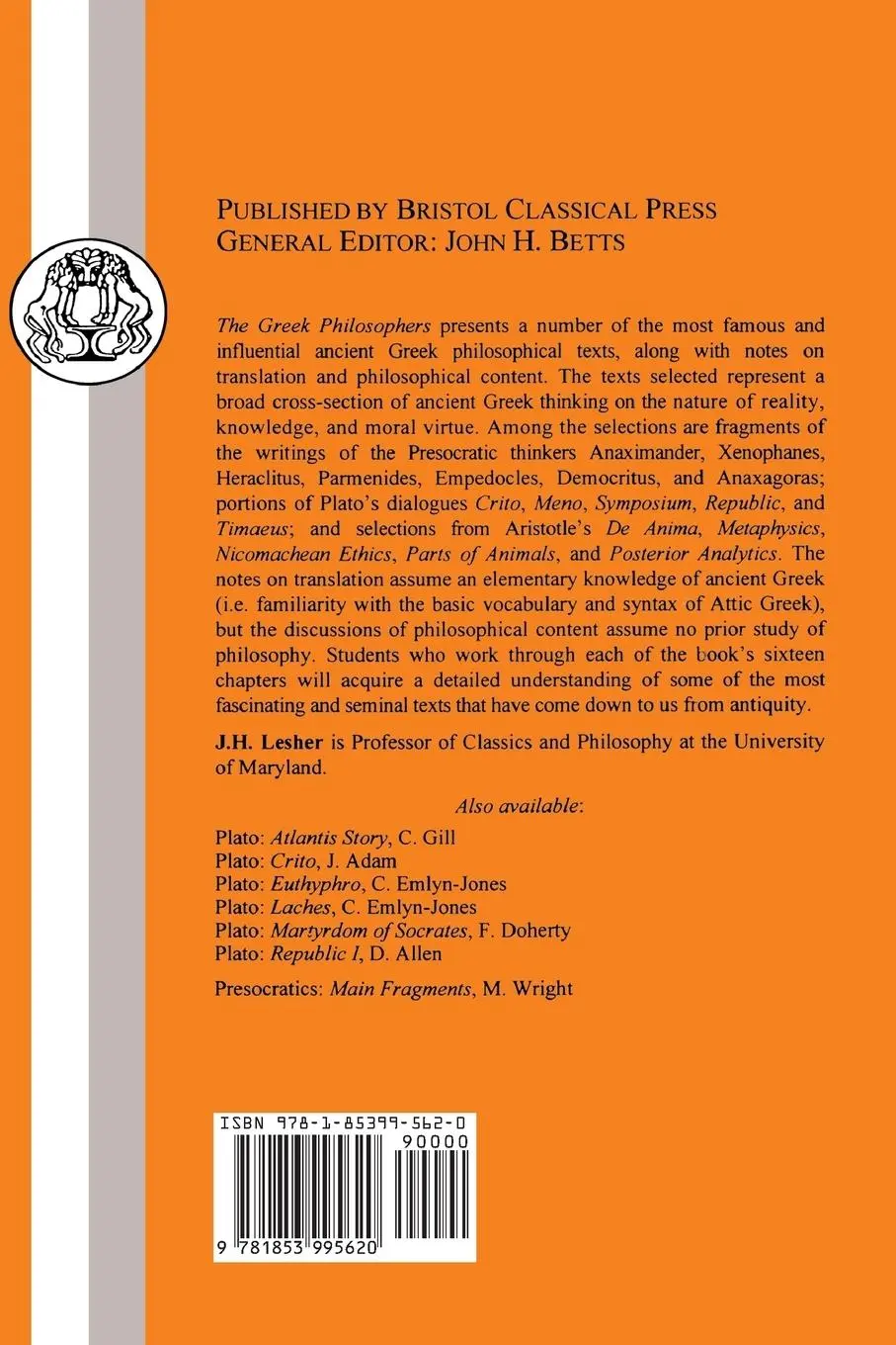 Rückseite: 9781853995620 | The Greek Philosophers | J. H. Lesher | Taschenbuch | Englisch | 2013