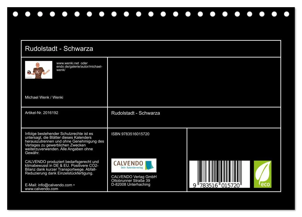 Bild: 9783516015720 | Rudolstadt - Schwarza (Tischkalender 2026 DIN A5 quer), CALVENDO...