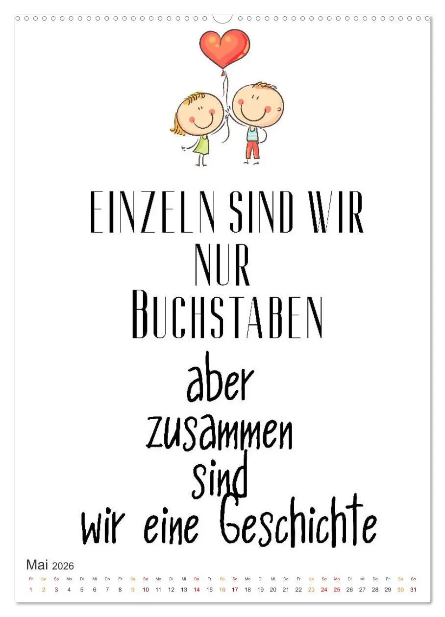 Bild: 9783516325720 | Liebessprüche (hochwertiger Premium Wandkalender 2026 DIN A2 hoch),...