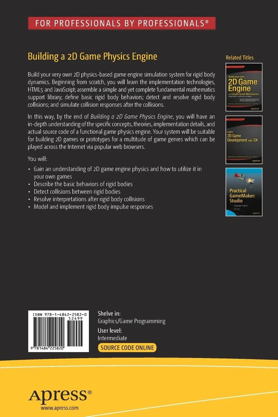 Rückseite: 9781484225820 | Building a 2D Game Physics Engine | Using HTML5 and JavaScript | Buch