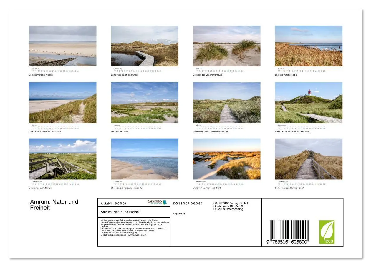 Bild: 9783516625820 | Amrum: Natur und Freiheit (Wandkalender 2026 DIN A4 quer), CALVENDO...