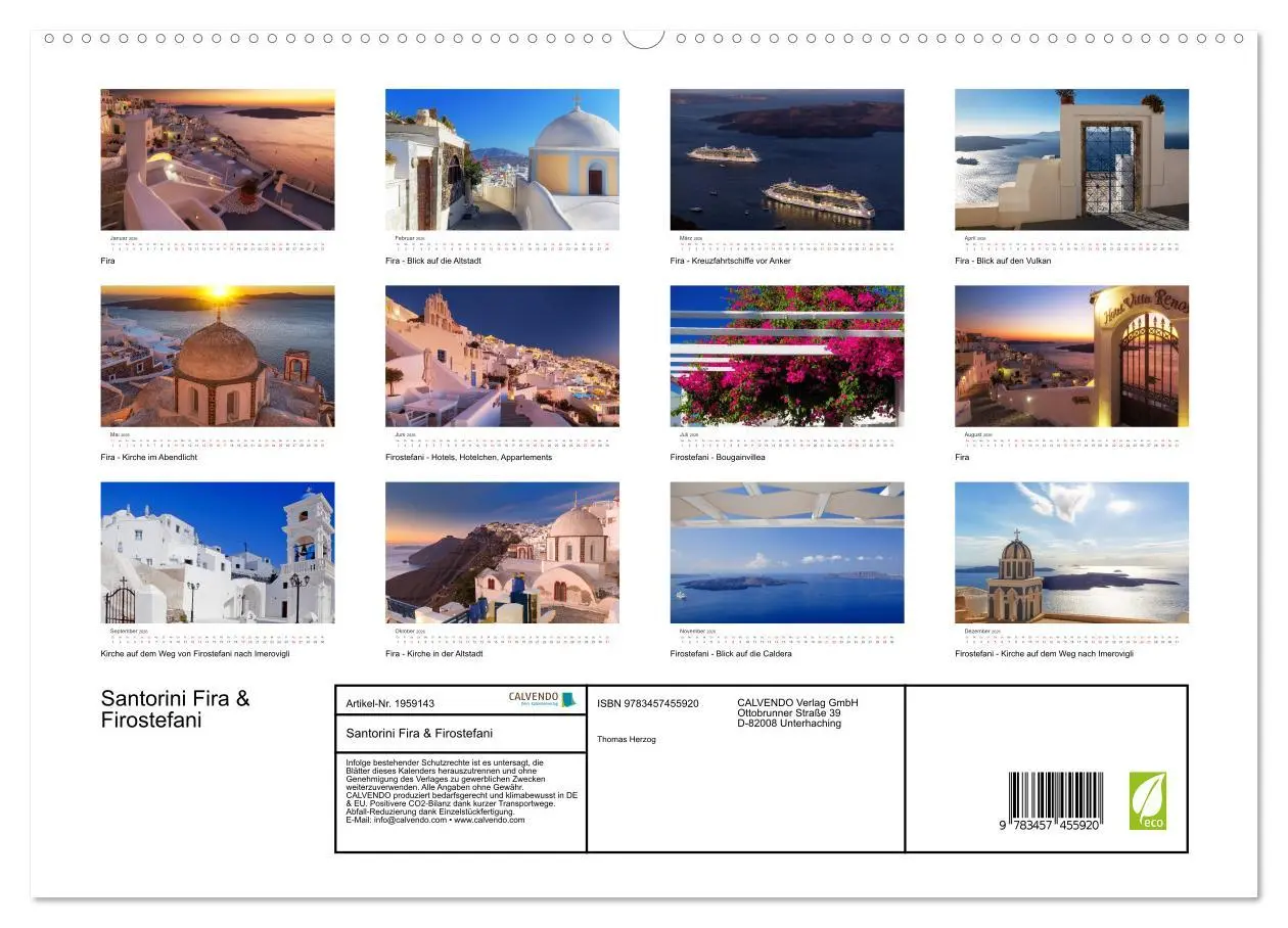 Bild: 9783457455920 | Santorini Fira &amp; Firostefani (hochwertiger Premium Wandkalender...