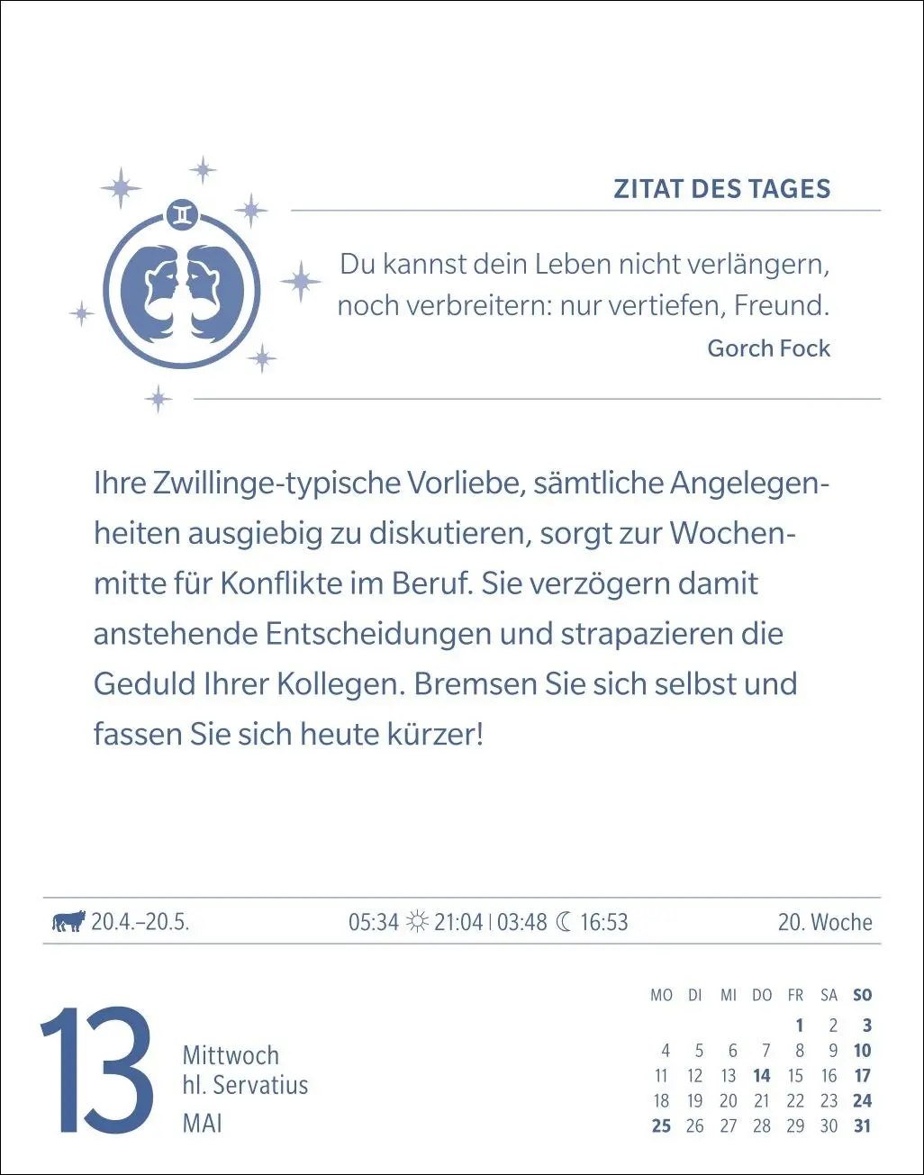 Bild: 9783840035920 | Zwillinge Sternzeichenkalender 2026 - Tagesabreißkalender - Ihr...