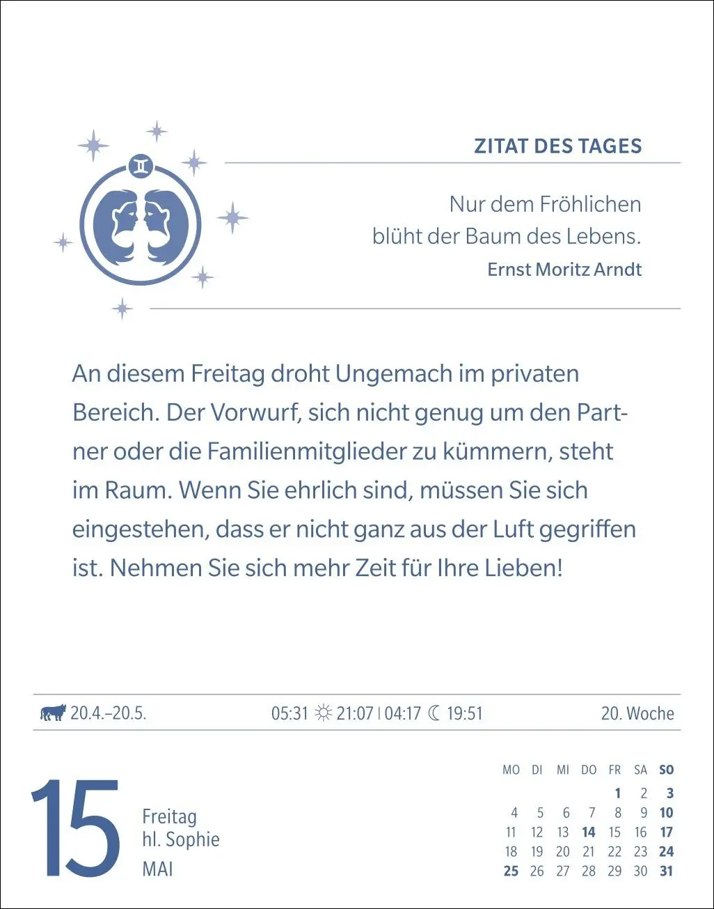 Bild: 9783840035920 | Zwillinge Sternzeichenkalender 2026 - Tagesabreißkalender - Ihr...