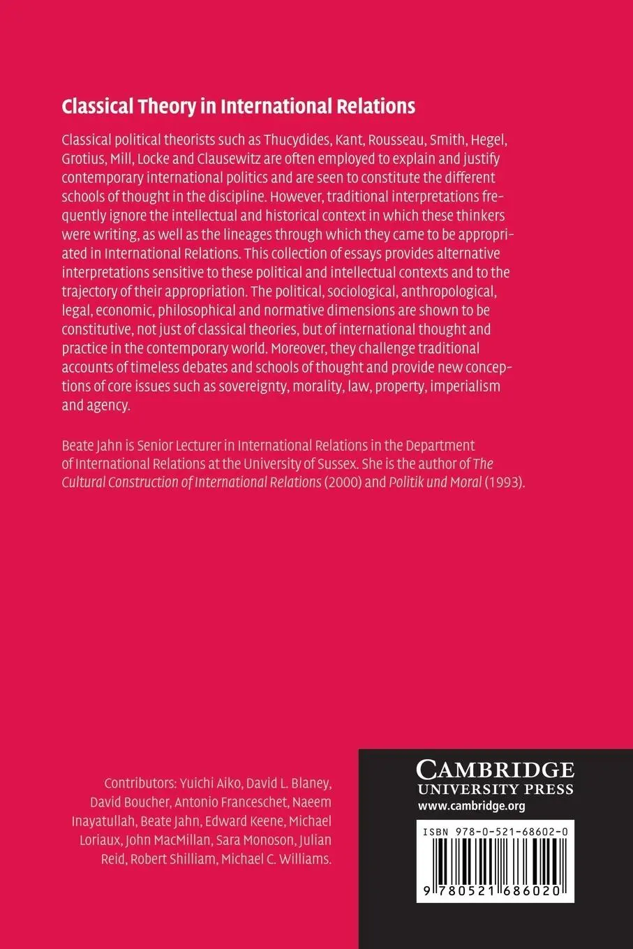 Rückseite: 9780521686020 | Classical Theory in International Relations | Beate Jahn | Taschenbuch