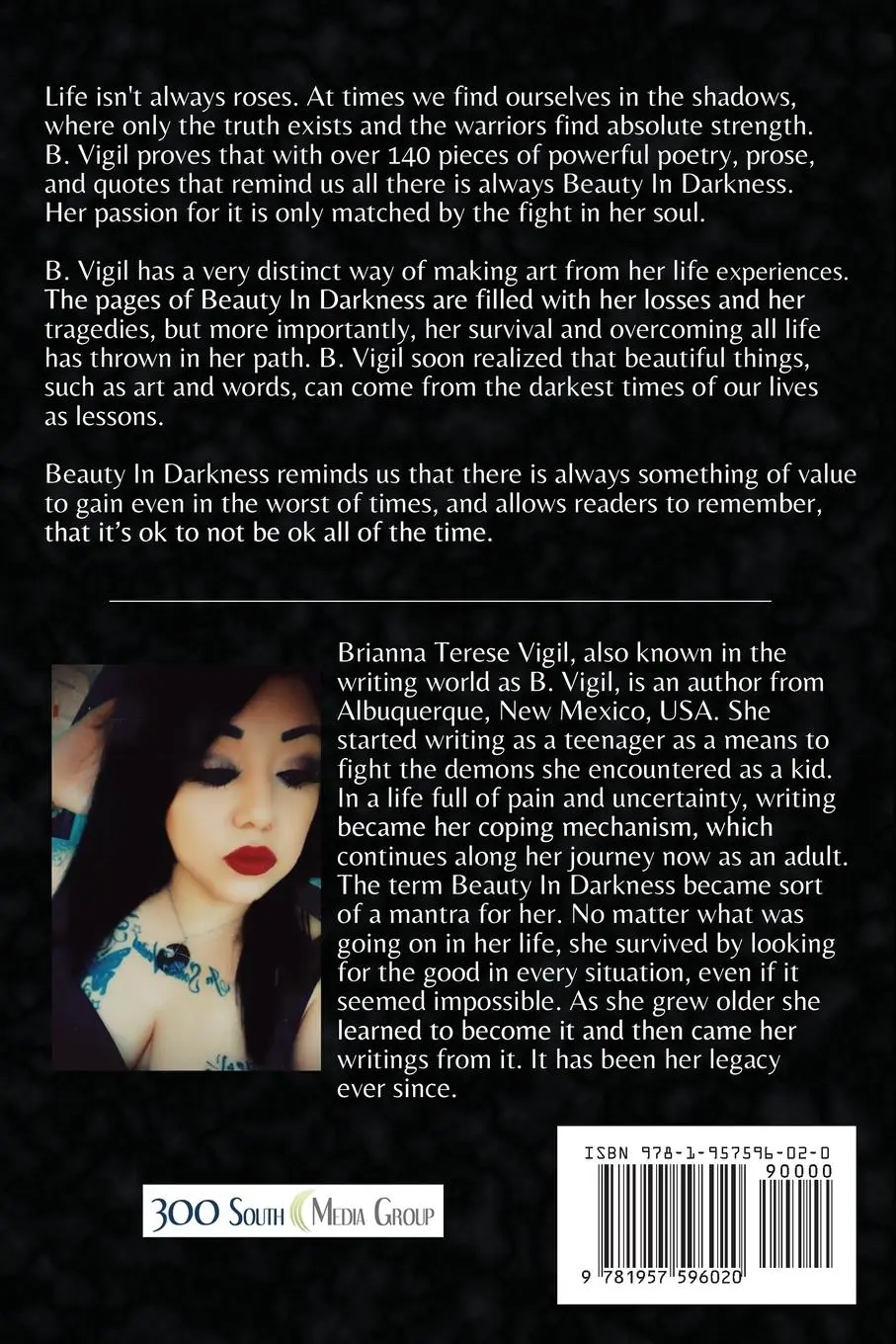 Rückseite: 9781957596020 | Beauty In Darkness | a collection of poetry and prose | B. Vigil