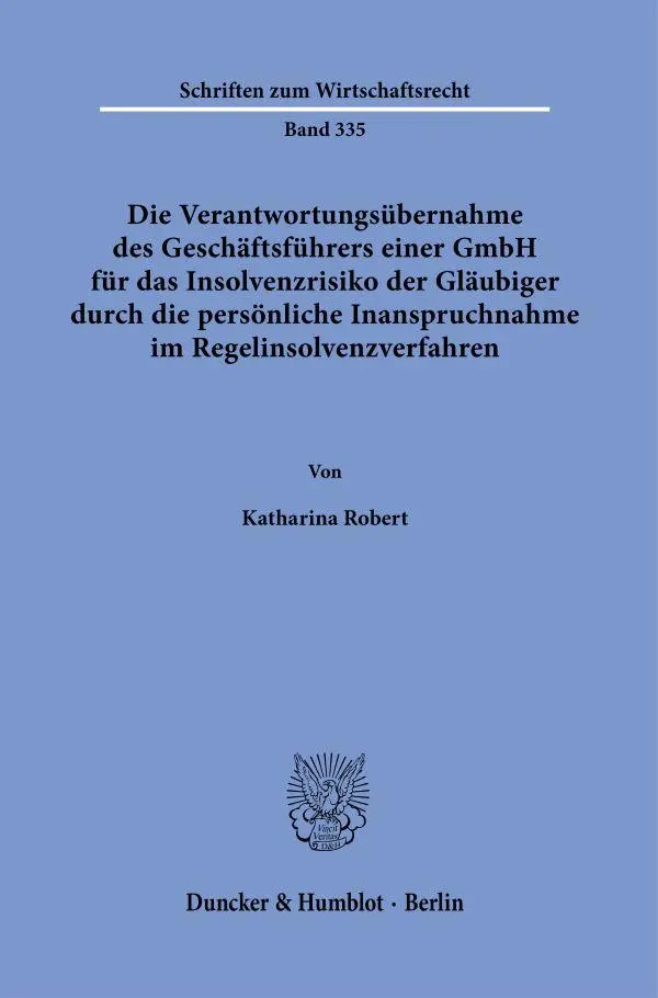 Cover: 9783428186020 | Die Verantwortungsübernahme des Geschäftsführers einer GmbH für das...