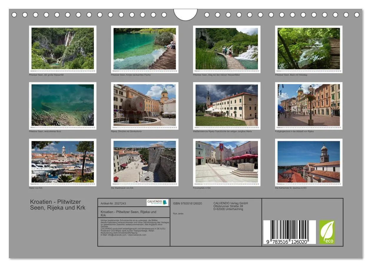 Bild: 9783516126020 | Kroatien - Plitwitzer Seen, Rijeka und Krk (Wandkalender 2026 DIN...
