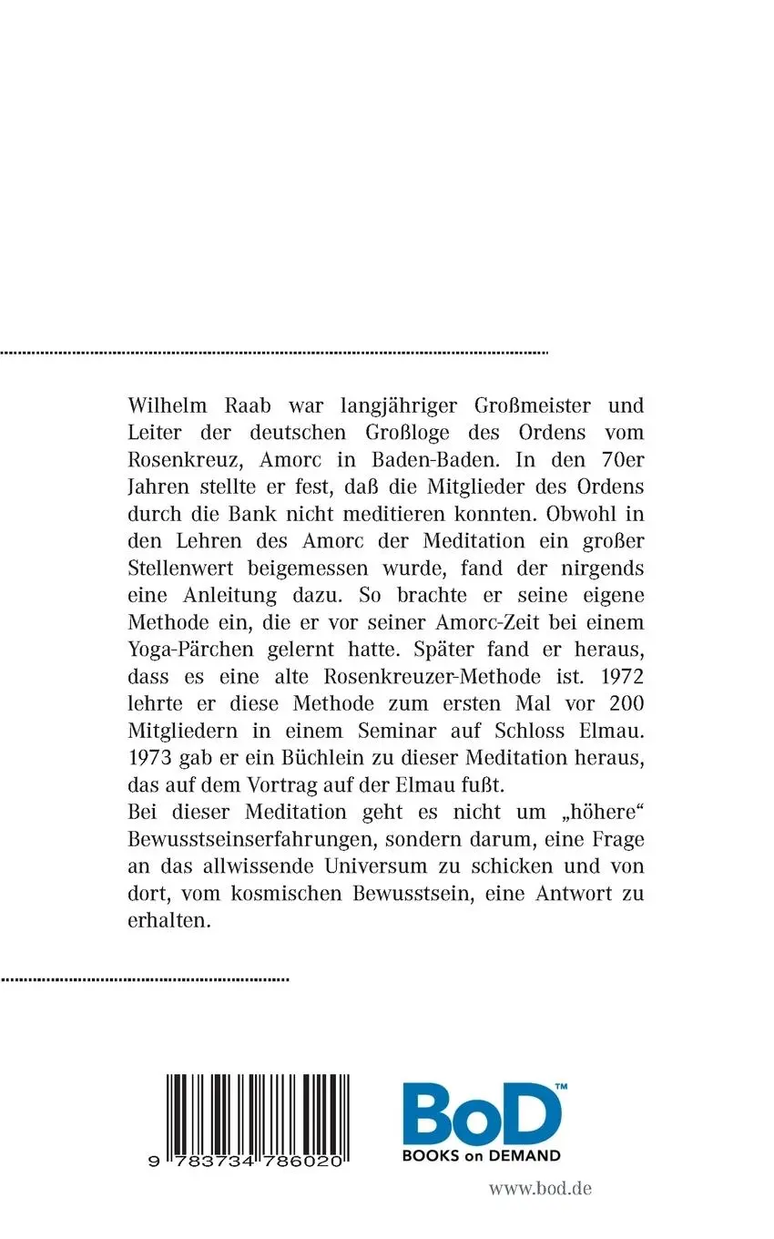 Rückseite: 9783734786020 | Die Meditation der Rosenkreuzer | Ein Vortrag auf Schloss Elmau | Raab