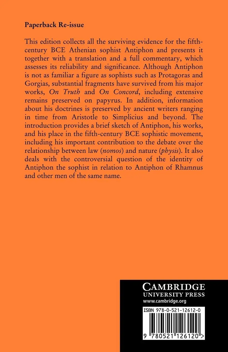 Rückseite: 9780521126120 | Antiphon the Sophist | The Fragments | Antiphon | Taschenbuch | 2009