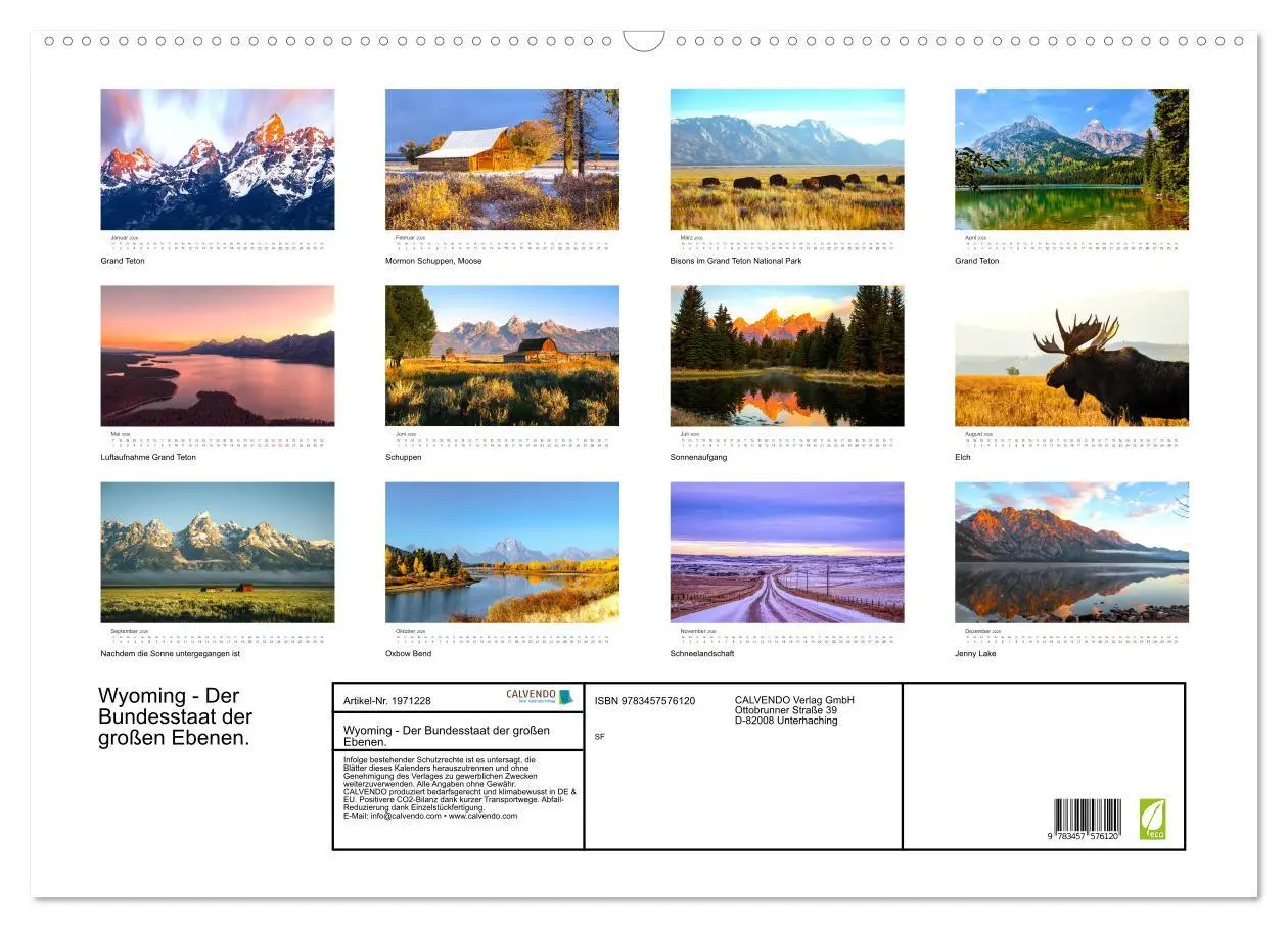 Bild: 9783457576120 | Wyoming - Der Bundesstaat der großen Ebenen. (Wandkalender 2026 DIN...