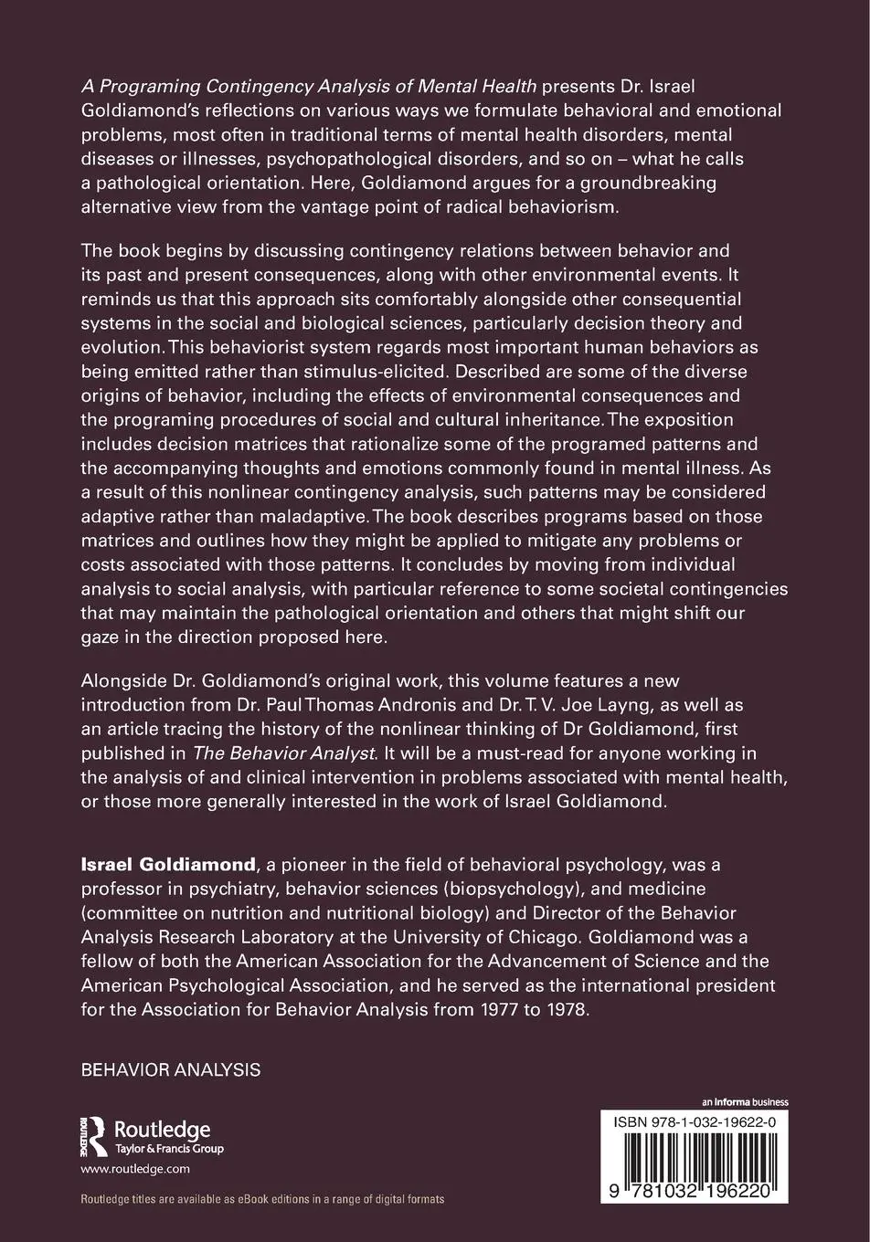 Rückseite: 9781032196220 | A Programing Contingency Analysis of Mental Health | Israel Goldiamond