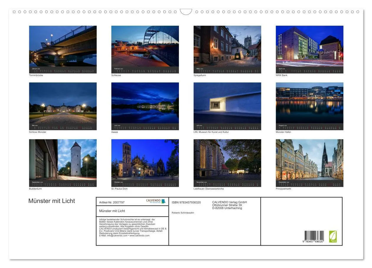 Bild: 9783457936320 | Münster mit Licht (Wandkalender 2026 DIN A2 quer), CALVENDO...