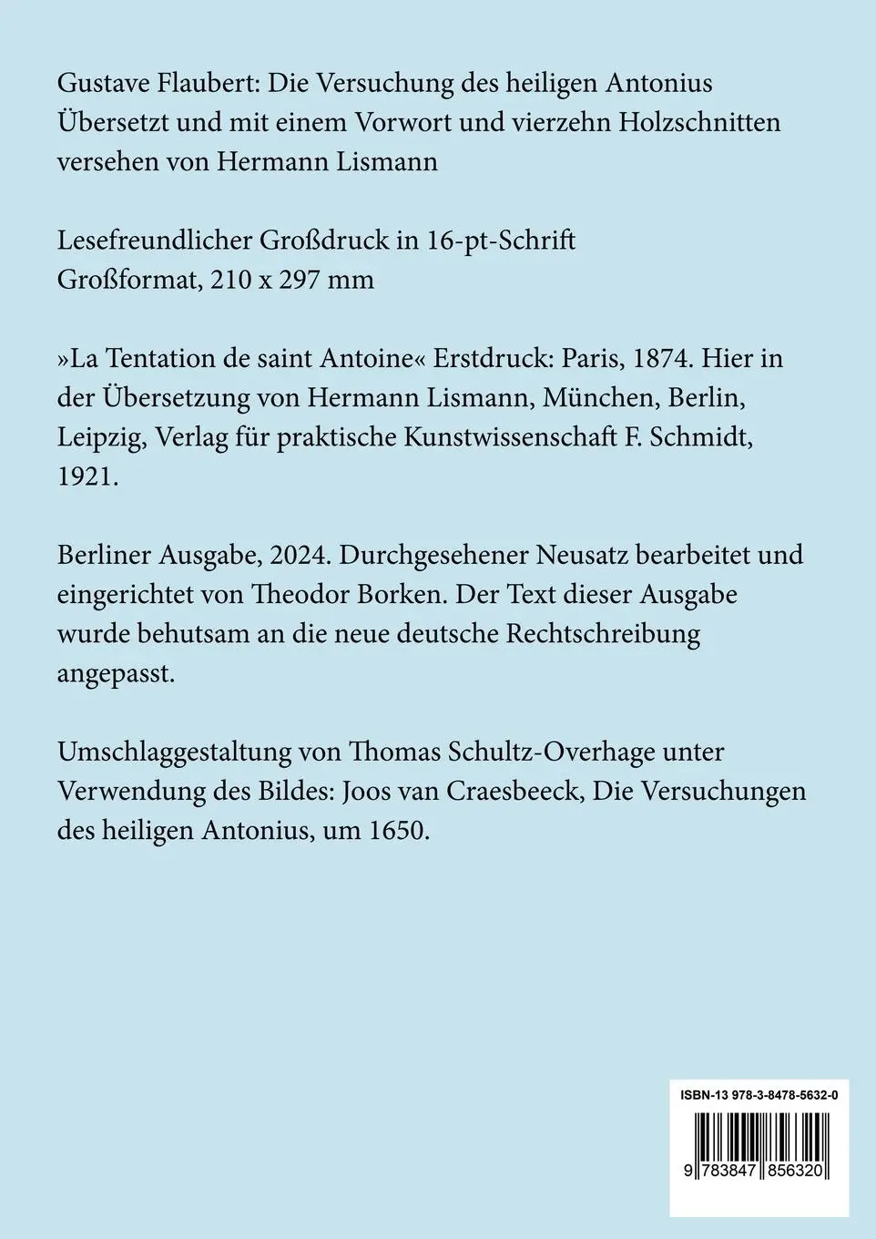 Rückseite: 9783847856320 | Die Versuchung des heiligen Antonius (Großdruck) | Gustave Flaubert
