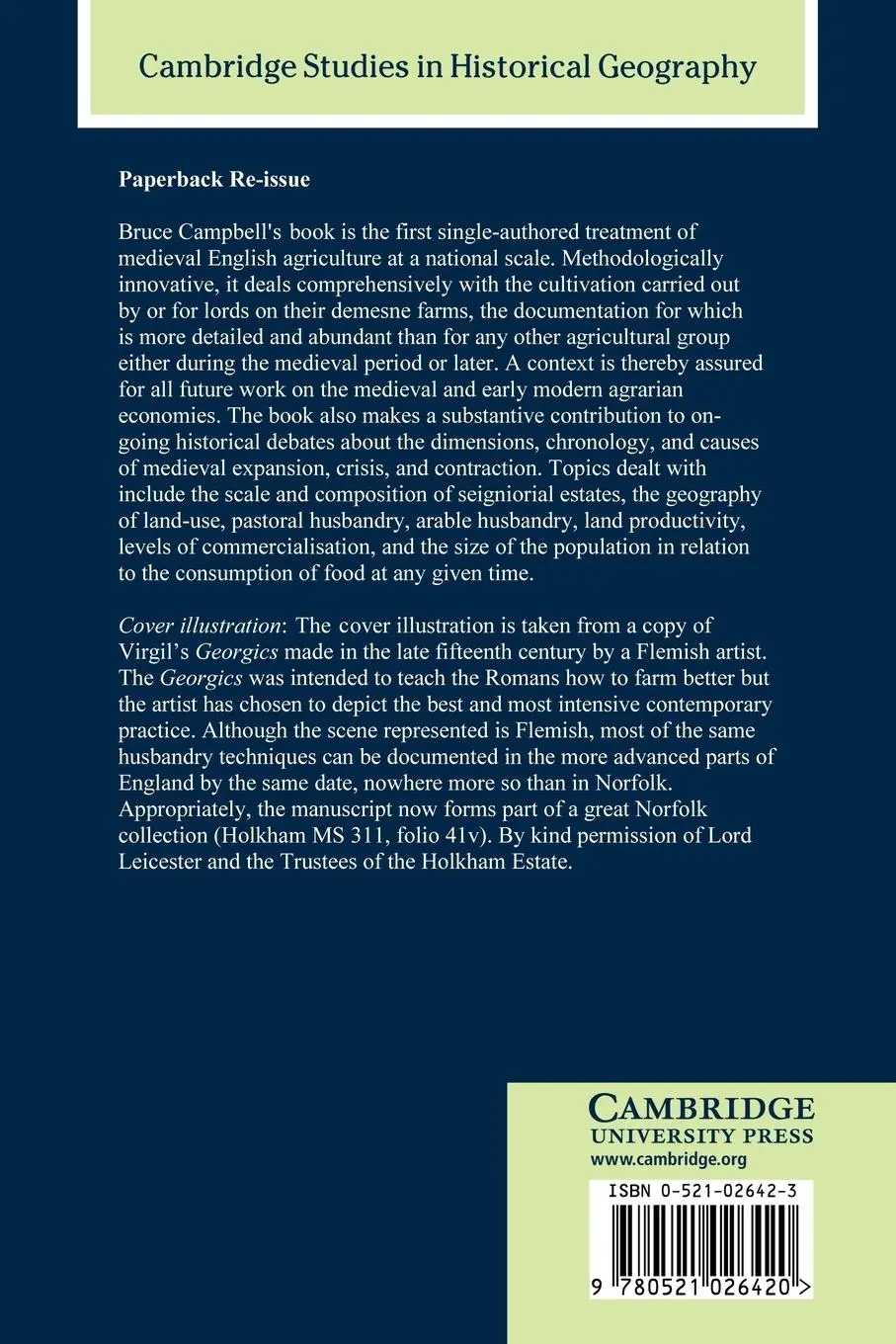 Rückseite: 9780521026420 | English Seigniorial Agriculture, 1250 1450 | Campbell (u. a.) | Buch