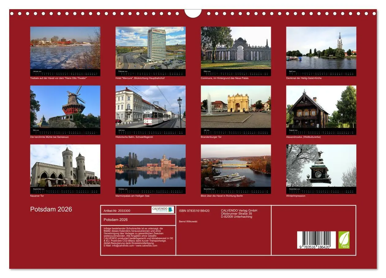 Bild: 9783516186420 | Potsdam 2026 (Wandkalender 2026 DIN A3 quer), CALVENDO Monatskalender