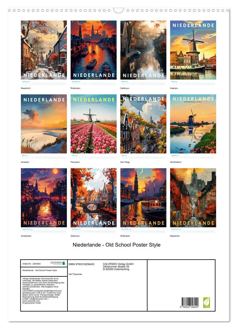 Bild: 9783516256420 | Niederlande - Old School Poster Style (Wandkalender 2026 DIN A2...