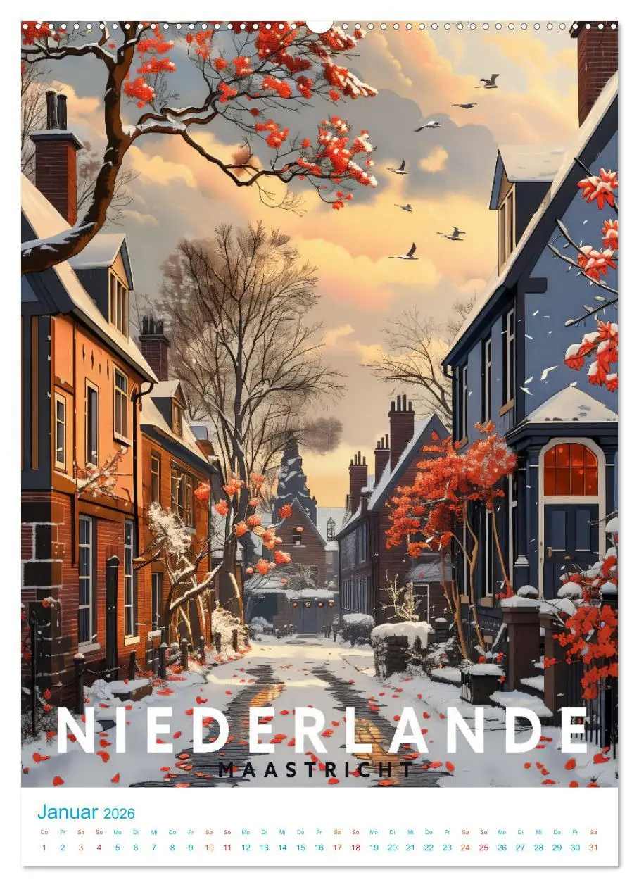 Bild: 9783516256420 | Niederlande - Old School Poster Style (Wandkalender 2026 DIN A2...