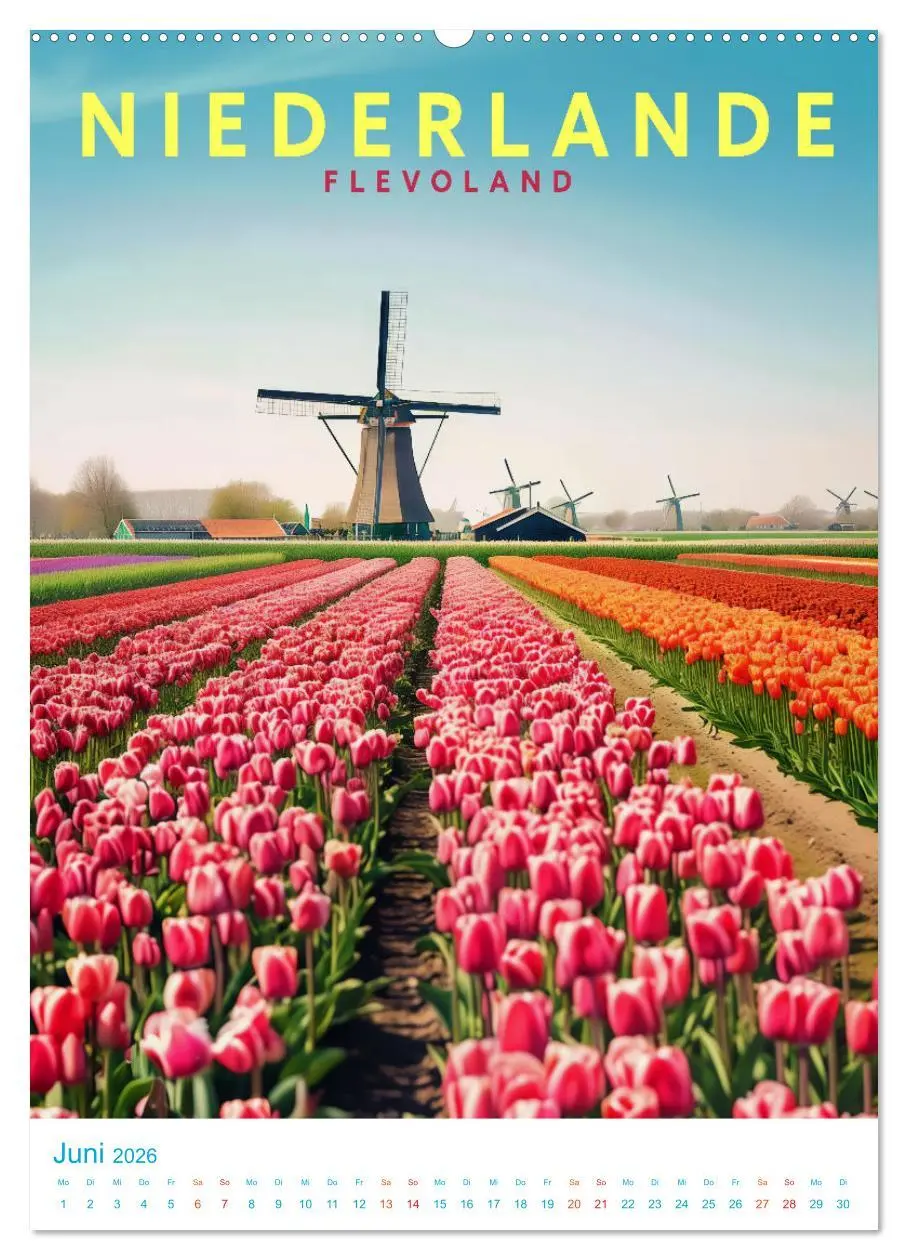 Bild: 9783516256420 | Niederlande - Old School Poster Style (Wandkalender 2026 DIN A2...