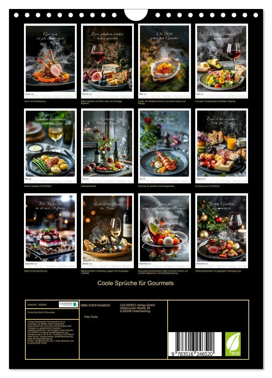 Bild: 9783516246520 | Coole Sprüche für Gourmets (Wandkalender 2026 DIN A4 hoch),...